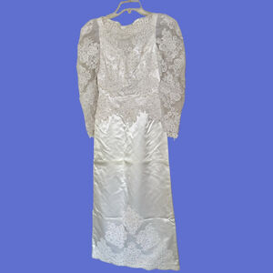 Vintage Wedding Dress Size Small Custom Made With Lace Seed Pearls Fully Lined